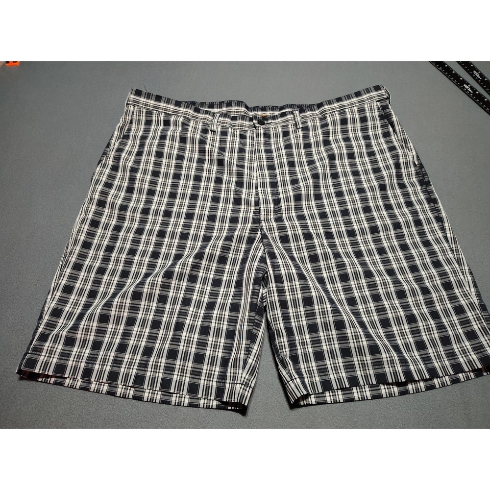 Haggar Golf Shorts Men 42/9.5 Black Plaid‎ Flex Waist Chino Lightweight Activity